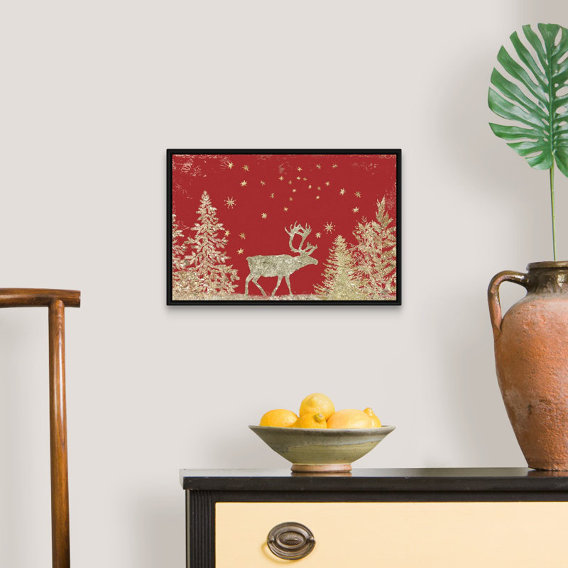 Reproduction d’art sur toile dorée, 14" H x 20" W x 1.75" D, Cadre noir