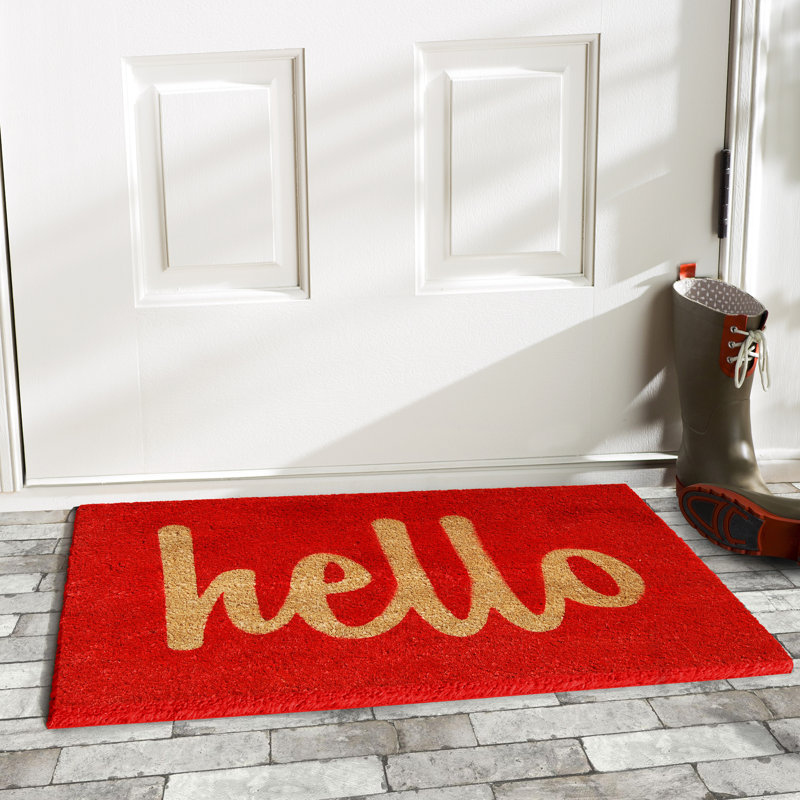 Carlaysia Non-Slip Outdoor Doormat, Rectangle 2' x 3', Red