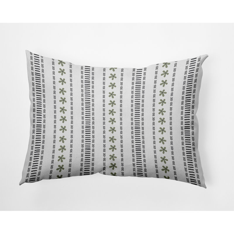 Outdoor Reversible Throw Pillow, Green/Gray Striped