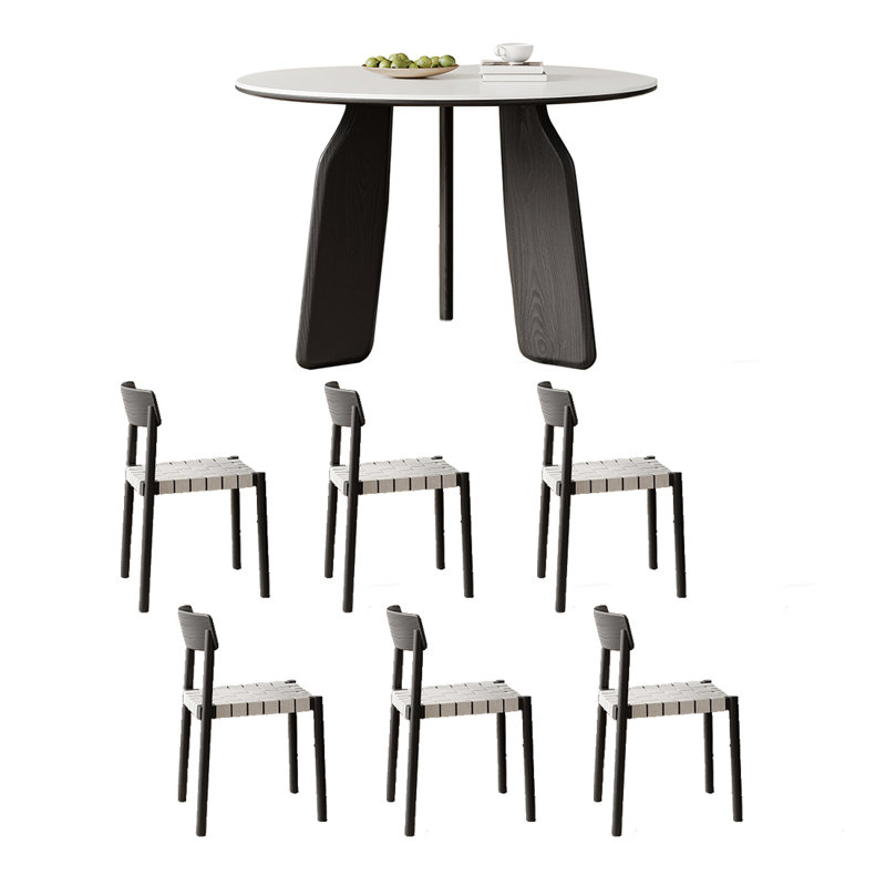 Round Simple Oak Dining Table Sets., 29.53"H x 47.24"L x 47.24"W