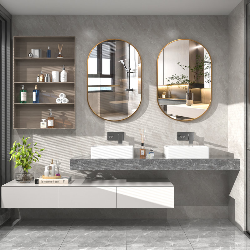 Latwanna Oval Metal Wall Mirror, 30" x 20", Silver