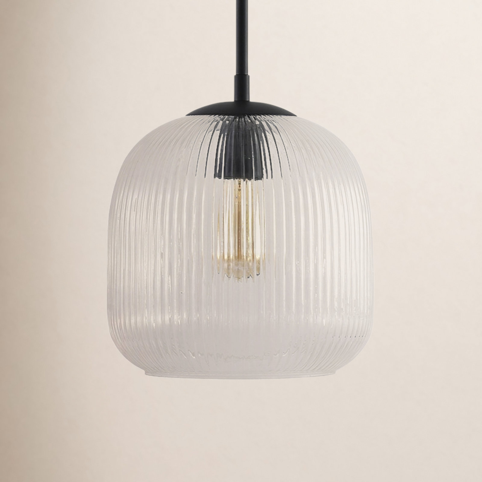 1 - Light Single Pendant, Matte Black