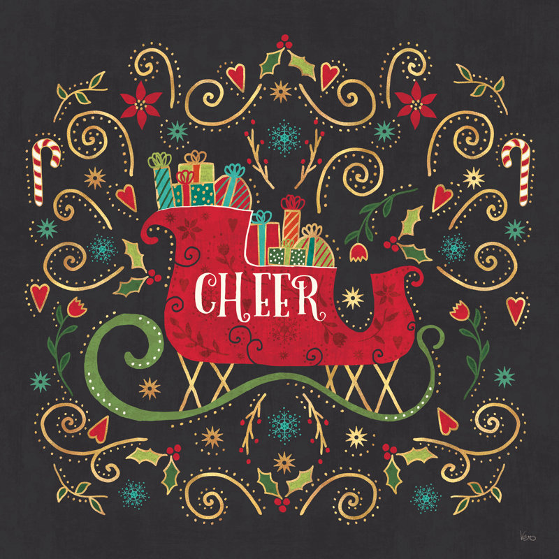 Otomi Holiday VI Black by Veronique Charron - Wrapped Canvas Print, 91.44cm H x 91.44cm W x 3.8cm D