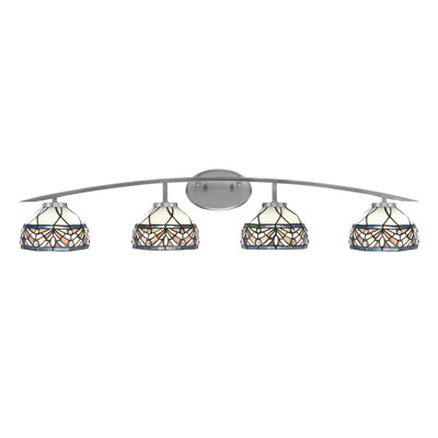Barre d'éclairage de salle de bain 4 lumières avec verre d'art royal merlot 7 po