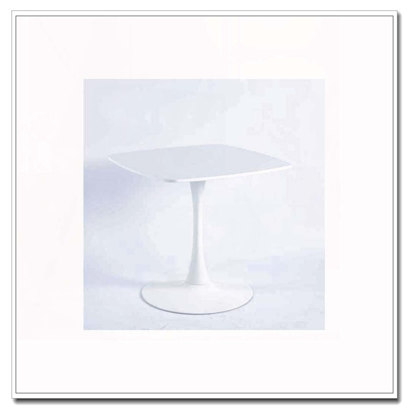 24" Small Dining Table with Metal Pedestal Base, 28.93"H x 23.62"L x 23.62"W, Matte White, Matte White