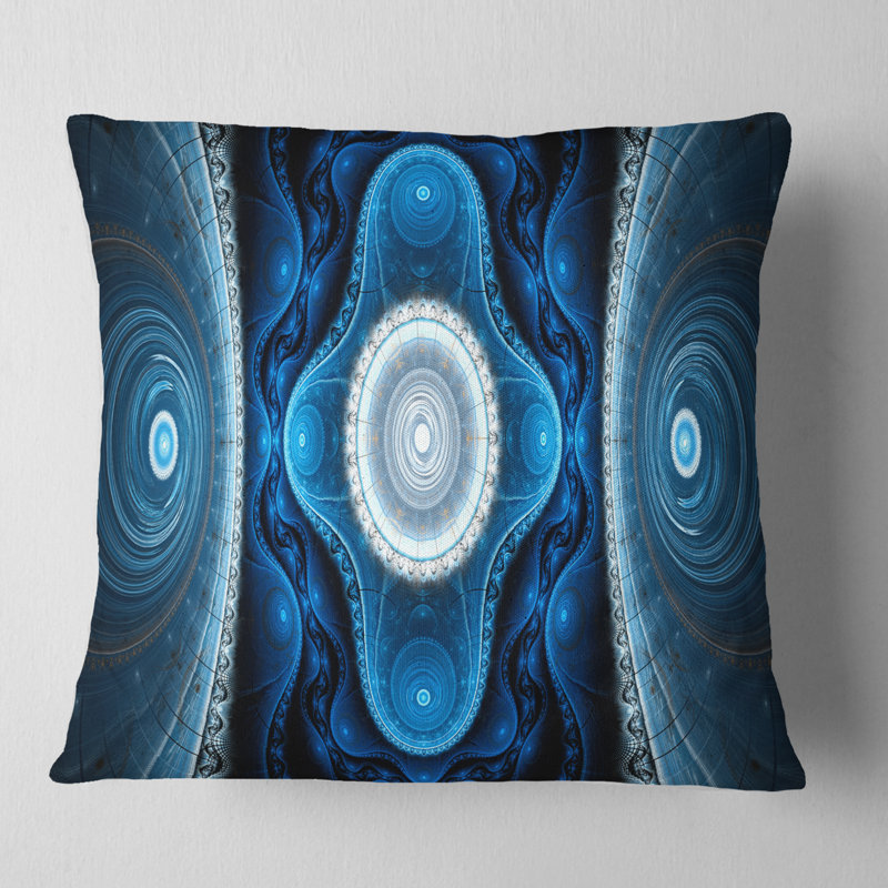 Abstract Cabalistic Fractal Design Pillow, 16" x 16", Throw Pillow, Blue