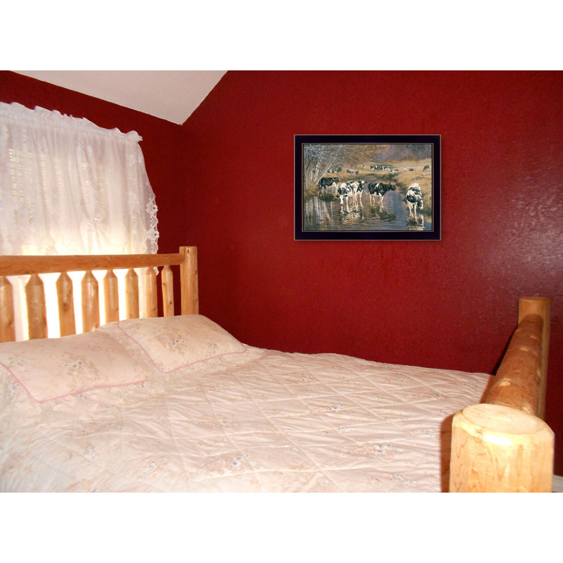 Fall Reflections Holsteins In River Framed Print Wall Art