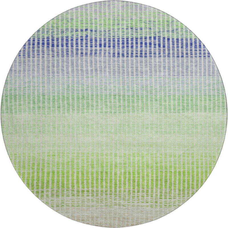 Premium Machine Washable Mayfield AMF2313 Stripes Rug, Orange, 8' Round