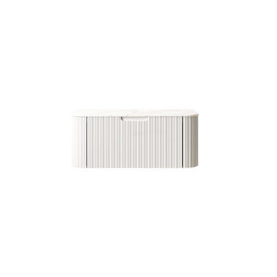 Meuble de rangement mural pour salle de bain de 91 cm (36 po) en contreplaqué avec comptoir en pierre frittée blanche, un tiroir, sans lavabo ni robinet, tiroir à fermeture amortie 3D de style français tissé, armoire gravée.