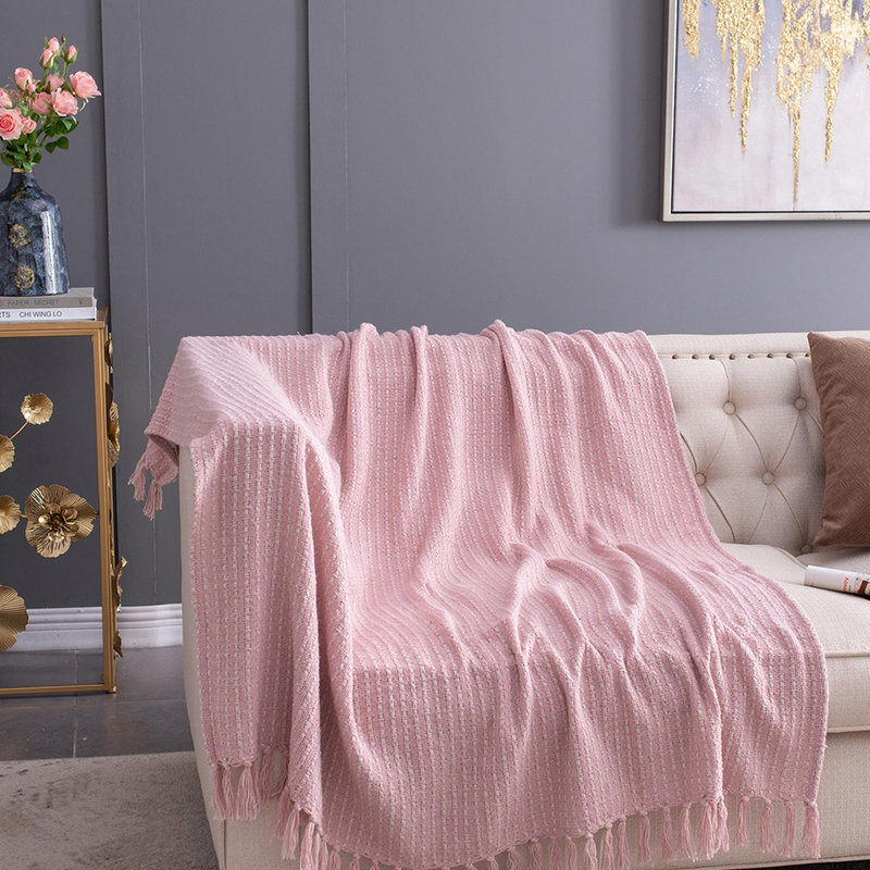 Jeté décoratif 50 x 60 po avec pampilles, paquet de 2, Rose clair