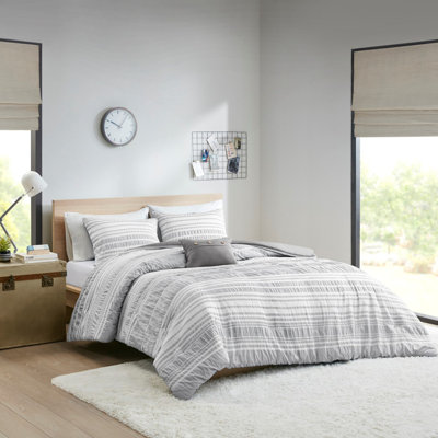 Ensemble de housse de couette à rayures grises Endellion de Gracie Mills
