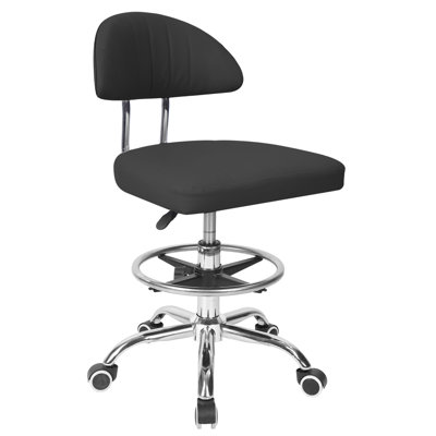 Height Adjustable Office Chair, 360-Degree Swivel Drafting Chair, With Backrest And Foot Rest, 220Lbs Load-Bearing, Ergonomic Rolling Computer Chair