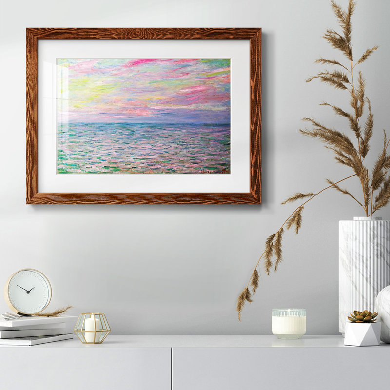 Coucher de soleil sur la mer à Pourville, 1882, reproduction d'art sur papier, Érable, H 18 po x l 26 po
