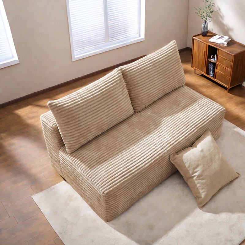 Canapé à compression, causeuse moderne en velours côtelé compact pour petite maison