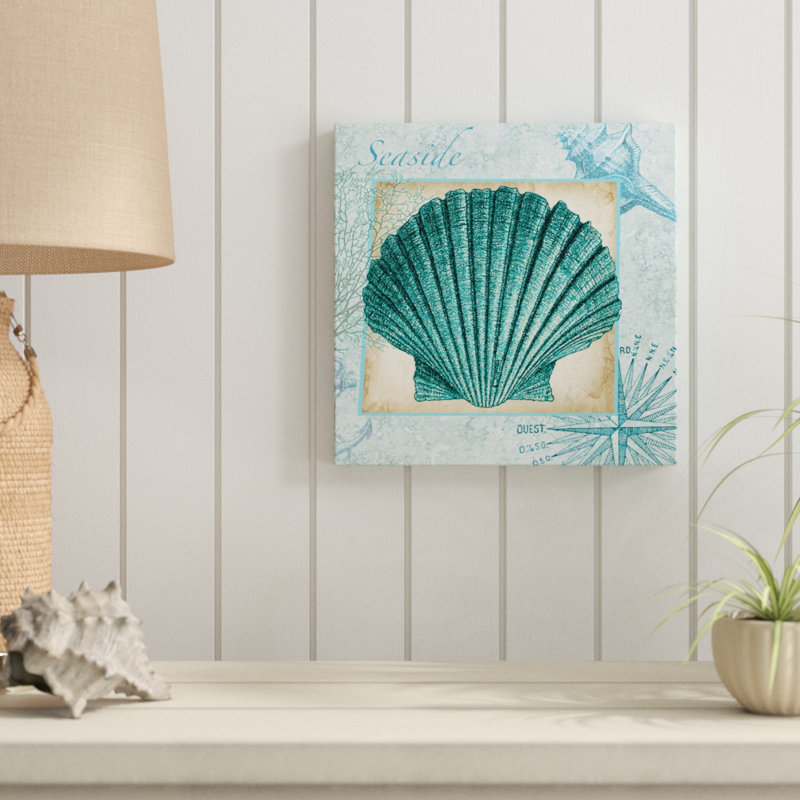 Aqua Shell Scallop by Tre Sorelle Studios - Wrapped Canvas Print, 30.48cm H x 30.48cm W