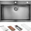 Lavabo de cuisine noir 30 po x 22 po - acier inoxydable de calibre 16, évier de poste de travail