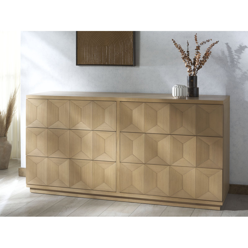 Deziree Wood 6 Drawer Dresser, Natural