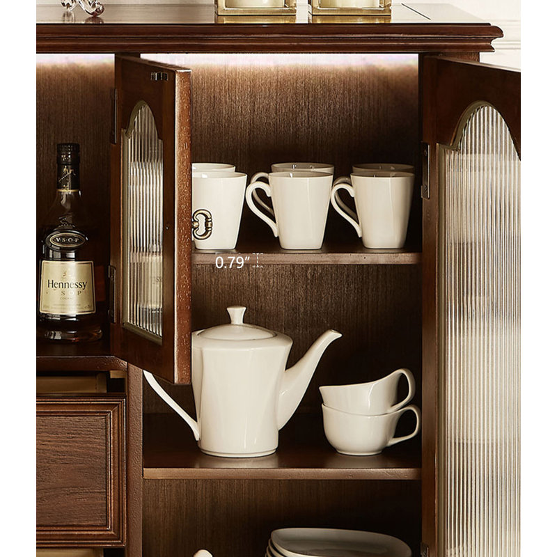 Buffet décoratif American, H 37,4 po x l 47,2 po x P 17,7 po, Marron foncé
