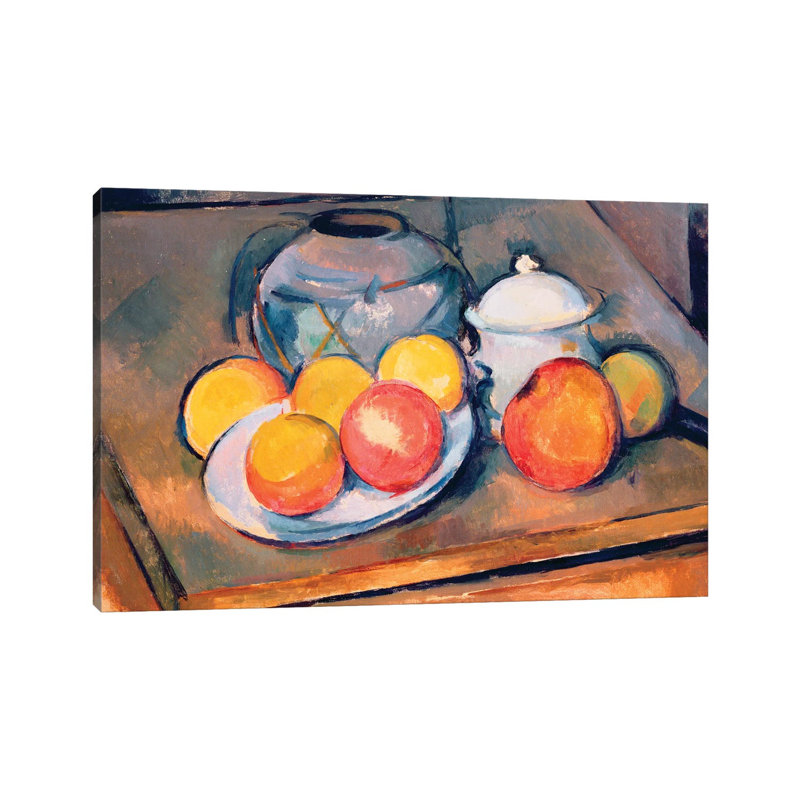 Straw-covered Vase, Sugar Bowl And Apples, 1890-93 by Paul Cezanne - Wrapped Canvas Gallery-Wrapped Canvas Giclée