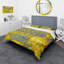 «Yellow Meets Gray Abstract Art I» - Ensemble de housse de couette moderne - Polyester en microfibre-66388459
