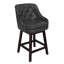 Tabouret de bar rembourrÃ© Chela Ã  boutons capitonnÃ©s, avec structure en bois massif-2079914986