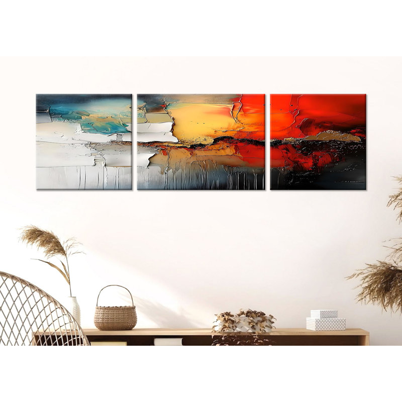 Elegant 3-Piece Decorative Canvas Painting Set, 100% Wooden Frame, 11.8 x 11.8 inches (2 Pieces) & 11.8 x 15.7 inches (1 Piece) | 50% Cotton / 50% Polyester, Stunning Digital Print | Perfect for Home Décor & Living Spaces