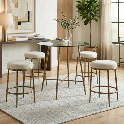 Lalia 5-Piece Hammered Metal Counter Height Table Set