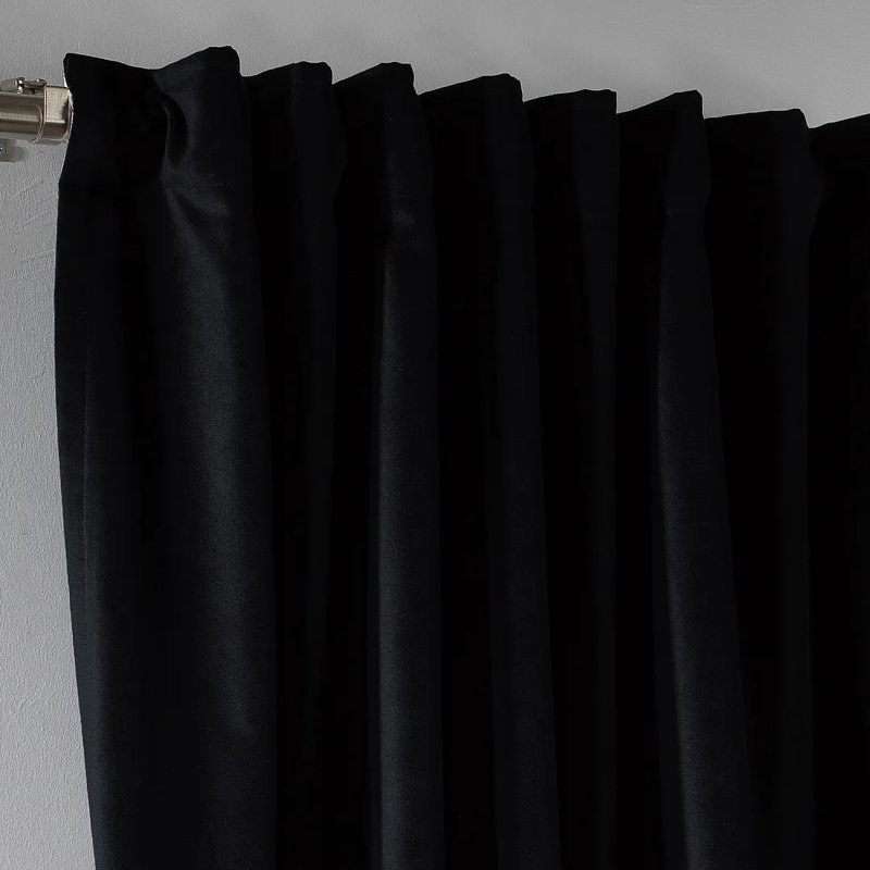 Extra Long & Extra Wide Matte Velvet Curtain Panel, 140cm Width x 225cm Drop, 70 BLACK