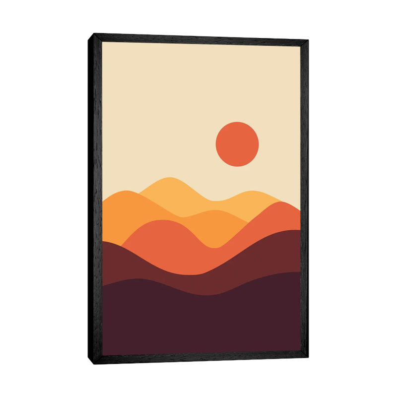 Geometric Landscape XXI - Print on Canvas, 152.5 cm H x 101.5 cm W, Black Framed