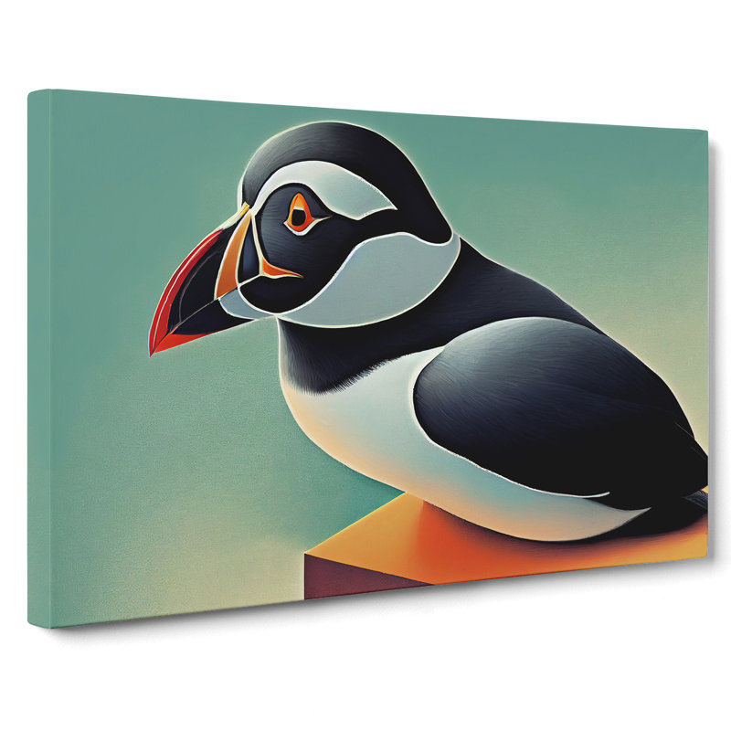 Enticing Puffin Bird - Wrapped Canvas, 35cm H x 50cm W x 3cm D