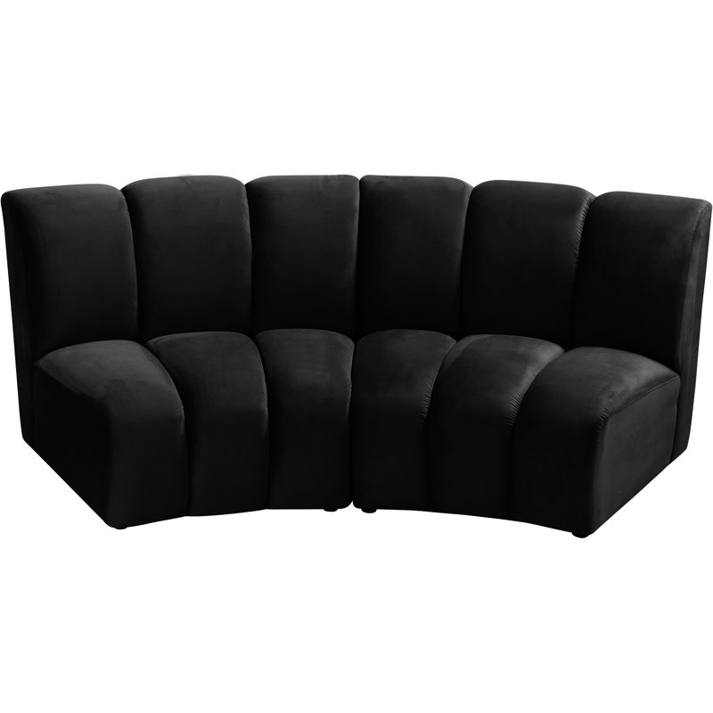 Canapé modulaire en velours Infinity, Velours noir, 2 pièces