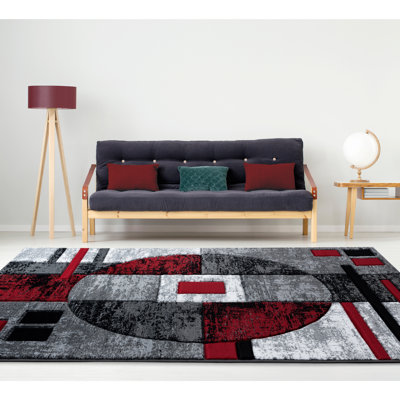 Tapis rouge à motif abstrait Zabala