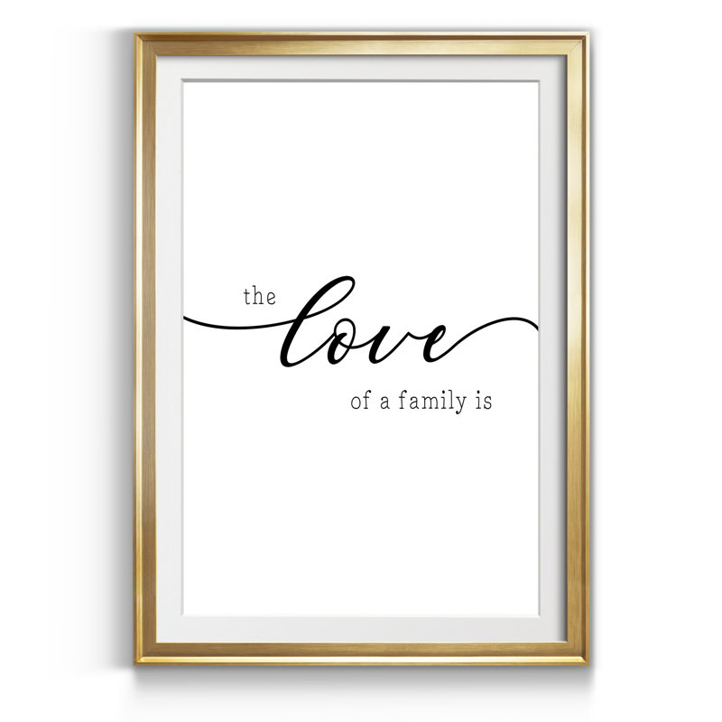 «Love of a Family» - Reproduction d'art textuel sur papier encadré, H 18,5 po x l 24,5 po x P 1,5 po, Doré