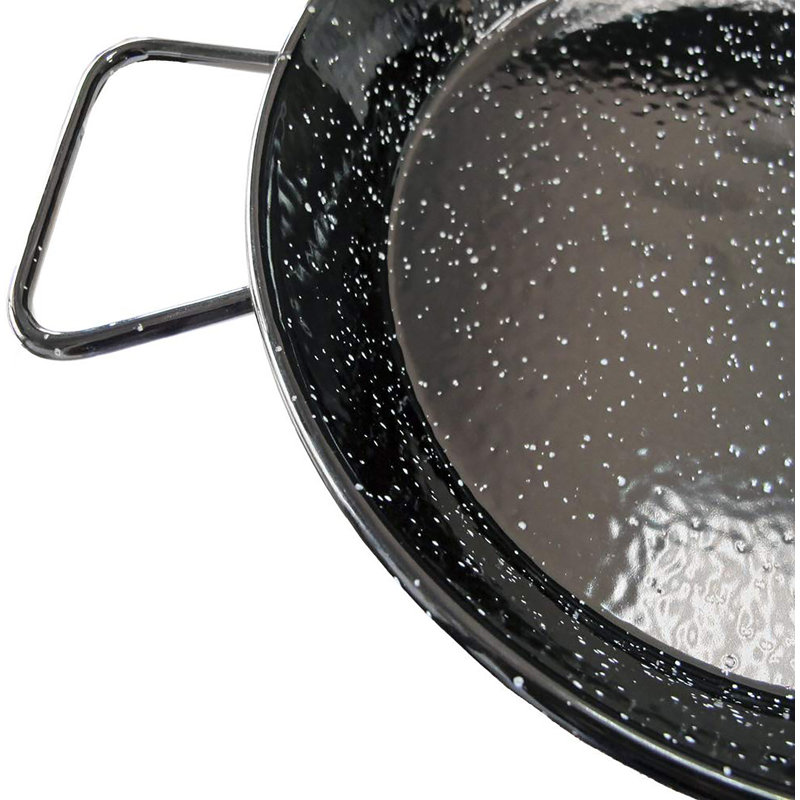 20-Inch Black Enameled Steel Paella Pan
