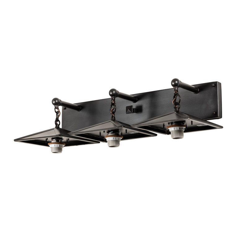 Craftsman Brown 26" Solid Brass Amber Mica 3-Light Vanity Fixture