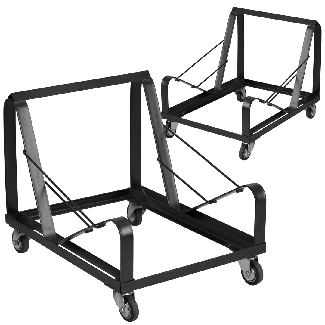 Celeste Black Steel Heavy Duty Sled Base Stack Chair Dolly - Chair Truck (Set of 2) Flash Furniture