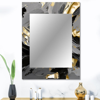 Imminent Bliss Bold texturé or et noir III - peinture abstraite murale, miroir décoratif doré, impression sur métal