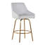 Tabouret de comptoir de 26 po à hauteur fixe avec pivot en similicuir blanc, avec pieds et repose-pieds en métal doré et poignée dorée - ensemble de 2