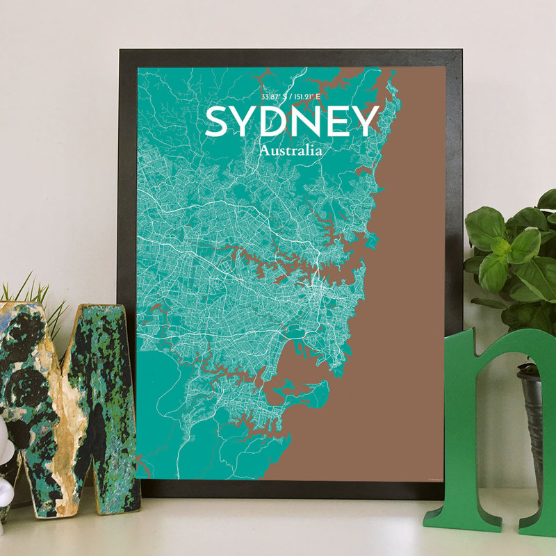 Sydney City Map 1 Piece Wall Art, 91.4cm H x 61cm W x 0.1cm D