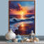 Jaune, bleu, coucher de soleil, océan, bonheur, plage, art mural-1536641722-1536641720