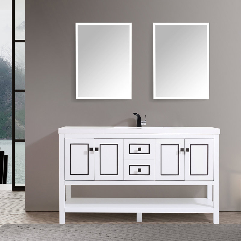 Dowell 60.9" Rectangular Drop-In Single Bathroom Sink with Overflow