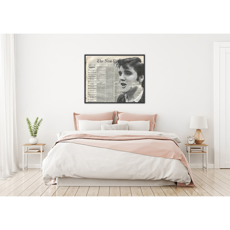 Elvis - cadre flottant, impression sur toile, Cadre noir, H 26 po x l 32 po x P 2 po