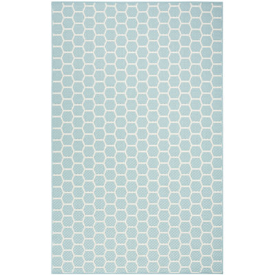 Kyee Geometric Reversible Indoor / Outdoor Area Rug in Aqua
