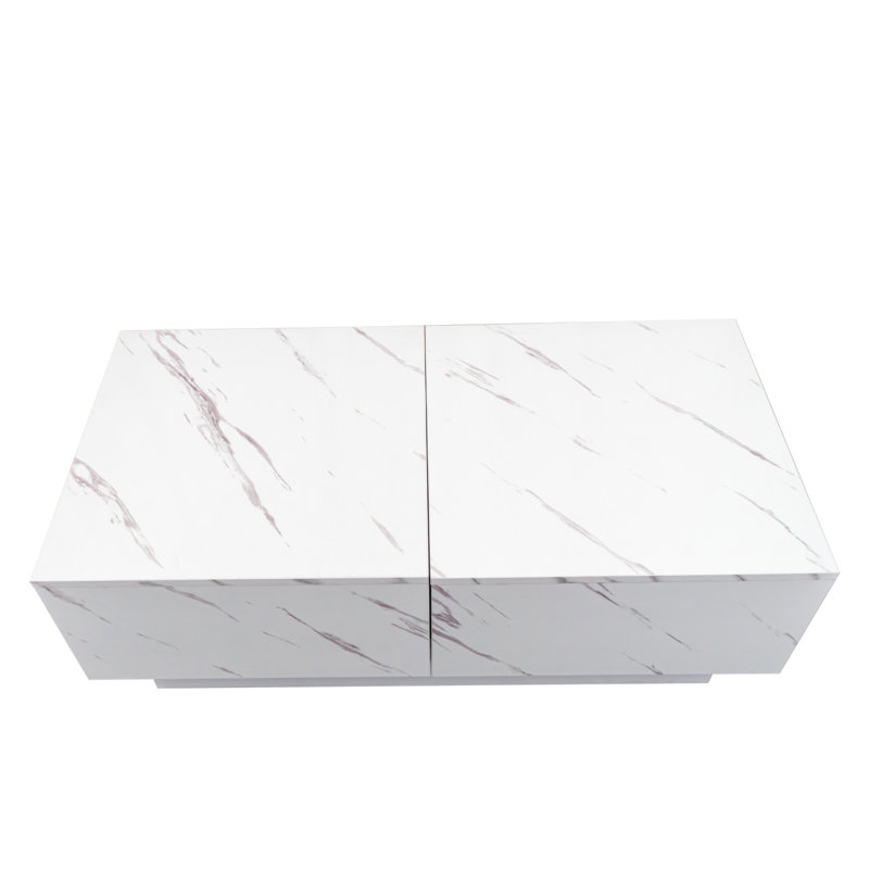 Coffee Table with Sliding Tabletop, Center Table with Hidden Storage Compartment, White