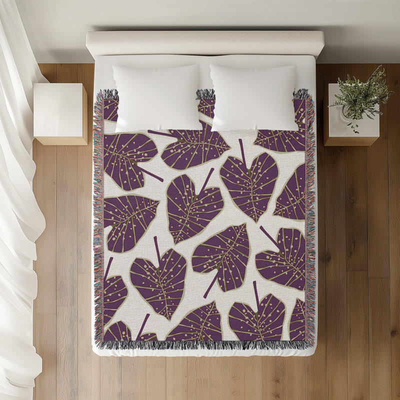 Jeté en coton Caladium, Mauve, 60 x 60