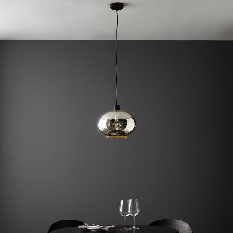 1 - Light Pendant, Frosted, Silver Mercury Glass