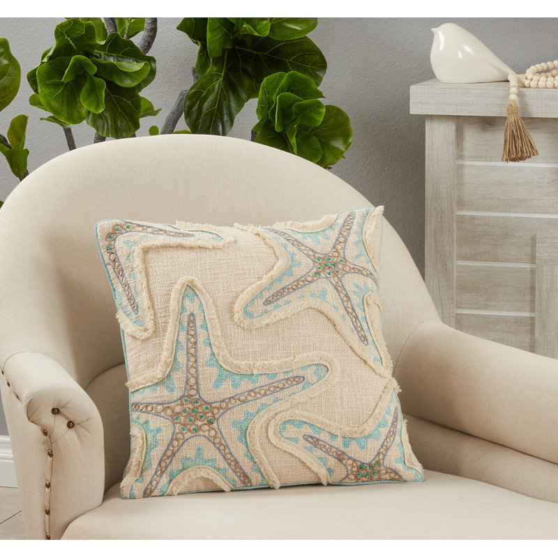 Hermosa Collection Embroidered Cotton Throw Pillow, Polyester/Polyfill