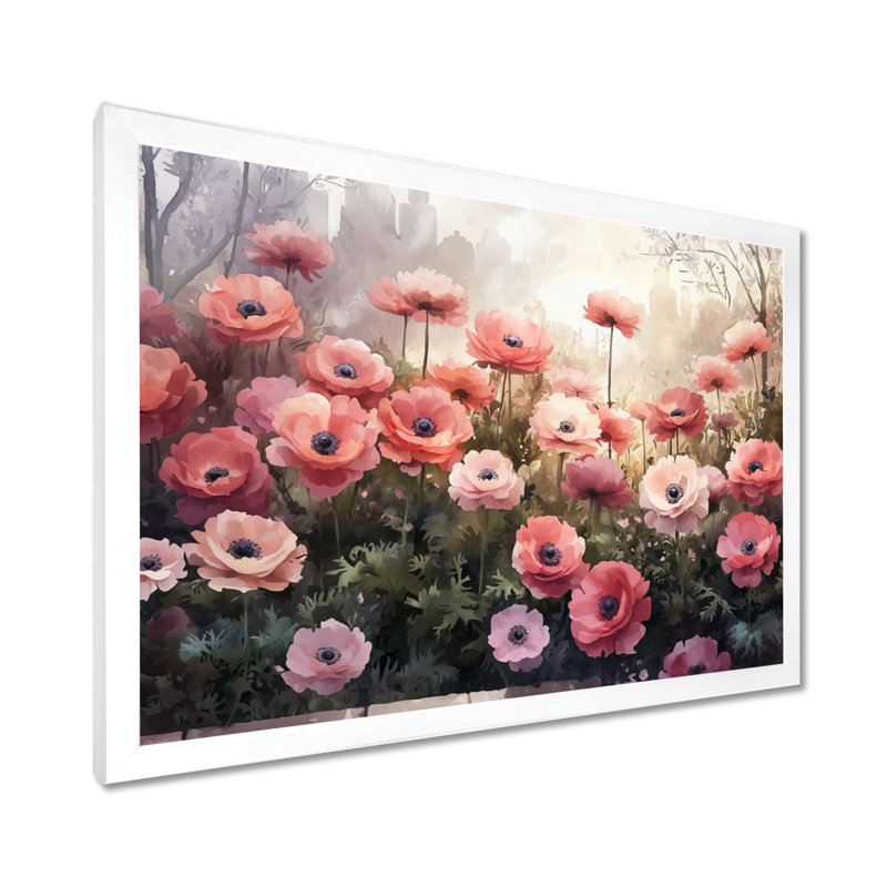 Ireta Spring Symphony of Ranunculus Into The Forest II - Renoncule, art mural, H 30 po x l 40 po, Blanc