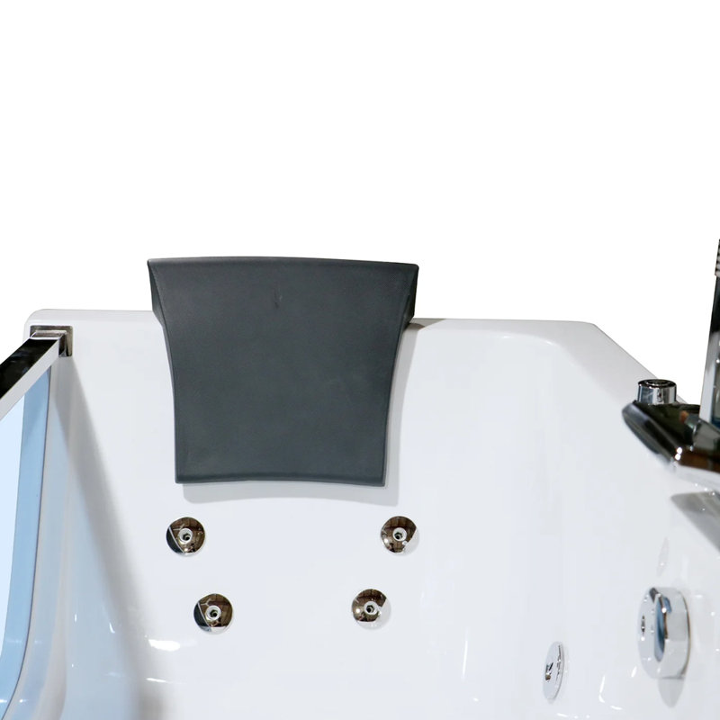 60" White Acrylic Freestanding Whirlpool Bathtub with Jets and Center Drain
