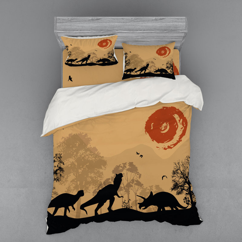 Ensemble de housse de couette en microfibre pâle / brun / orange, Housse de couette grand + 3 pièces supplémentair